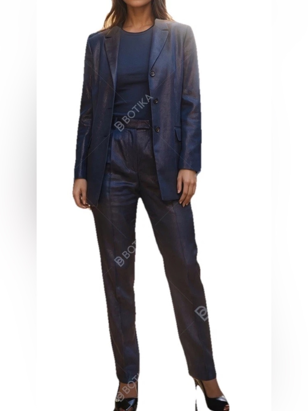 Jil Sander Archival piece Vintage Metallic Iridescent Suit Navy Purple Shimmer